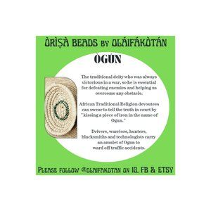 Ifa Orisa OGUN BRACELET by Olaifakotan (Black/Green - Ogun beads)
